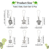 24Pcs Tibetan Style Alloy Tortoise Stitch Markers, for Sewing Knitting Craft, Antique Silver, 3.7~4.6cm