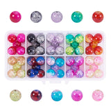 Spray Painted Crackle Glass Beads, Round, Mixed Color, 12mm, Hole: 1.3mm