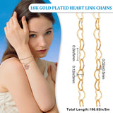 5M Soldered Brass Cable Chains, Heart Link Chains, Long-Lasting Plated, with Spool, Golden, 3x5x0.5mm