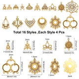 Tibetan Style Alloy Chandelier Components, Mixed Shapes, Antique Golden, 64pcs/box