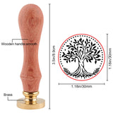 Brass Wax Seal Stamp with Handle, for DIY Scrapbooking, Tree of Life Pattern, 3.5x1.18 inch(8.9x3cm)