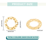 60Pcs 2 Colors 304 Stainless Steel Connector Charms, Pleated Ring, Golden & Stainless Steel Color, 15x1mm, Hole: 1.4mm, 30pcs/color