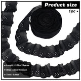 Polyester Hollow Flower Lace Trim, Wavy Edge Lace Ribbon, Black, 1-5/8 inch(42mm)