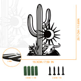 Iron Wall Art Decorations, for Front Porch, Living Room, Kitchen, Matte Style, Cactus, 297x193x1mm