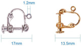 Brass Screw Clip Earring Converter, Spiral Ear Clip, for Non-pierced Ears, Mixed Color, 17x13.5x5mm, Hole: 1.2mm