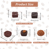 60Pcs 15 Styles Imitation Food Resin Decoden Cabochons, Rhombus/Half Round Chocolate Shape, Mixed Color, 18~20x17~20x7~11mm, 4pcs/style
