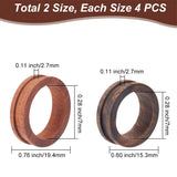 8Pcs 2 Style Wood Grooved Finger Ring Settings, Ring Core Blank, for Inlay Ring Jewelry Making, Mixed Color, Inner Diameter: 15.3~19.4mm, Groove: 2.7~2.9mm, 4Pcs/style