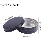 Round Aluminium Tin Cans, Aluminium Jar, Storage Containers for Cosmetic, Candles, Candies, with Screw Top Lid, Gunmetal, 8.6x2.9cm, Capacity: 100ml, 12pcs/box