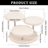 3-Tier Wood Covered Velvet Jewelry Display Risers, with 3 Round Platforms, Jewelry Organizer Holder for Rings Earrings Bracelets Disppay, Antique White, 18x19x9.8cm