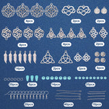 DIY Trinity Knot Earring Making Kit, Including Rhombus & Heart & Star & Leaf Alloy Pendants & Links, Synthetic Beads, Brass Earring Hooks, Antique Silver, 172Pcs/box