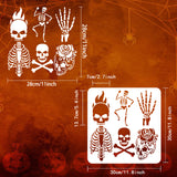 PET Hollow Out Drawing Painting Stencils, for DIY Scrapbook, Photo Album, Skull Pattern, 30x30cm