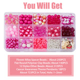 DIY Cancer Awareness Jewelry Making Finding Kit, Including Alloy & Polymer Clay Disc & Acrylic Star Round Beads, Alloy Enamel Ribbon & Heart & Wing Pendants, Pink, 723Pcs/box