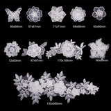 Lace Embroidery Sewing Fiber, DIY Garment Accessories, Flower, White, 10pcs/set