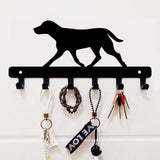 Iron Wall Mounted Hook Hangers, Decorative Organizer Rack with 6 Hooks, for Bag Clothes Key Scarf Hanging Holder, Dog, Black, 15x33cm