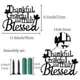 Iron Pendant Decorations, for Outdoor Garden Decoration, Word Thankful, Grateful, Truth Blessed, Electrophoresis Black, 23x30x0.15cm