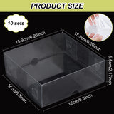 Transparent Plastic PVC Box Gift Packaging, Waterproof Folding Box, Clear, Square, 16x16x5.5cm, Unfold: 27.1x27.1x0.03cm