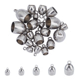 304 Stainless Steel Cord Ends, End Caps, Stainless Steel Color, 8~14x4~10mm, Hole: 2mm, Inner Diameter: 3~8mm, 25pcs/box