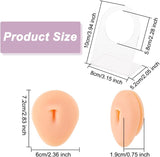 Soft Silicone Belly Button Flexible Model Body Part Displays with Acrylic Stands, Jewelry Display Teaching Tools for Piercing Suture Acupuncture Practice, Saddle Brown, Stand: 5.05x8x10.5cm, Silicone Belly Button: 7.2x6x1.9cm