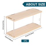 Transparent Acrylic Minifigures Display Case, for Models, Building Blocks, Doll Display Holder Risers, with Wood Base and Top, Clear, BurlyWood, Finished Product: 31x10x14cm