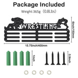 Wrestling Theme Iron Medal Hanger Holder Display Wall Rack, with Screws, Black, 150x400mm