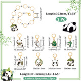 Knitting Row Counter Chains & Locking Stitch Markers Kits, with Panda & Bamboo Alloy Enamel Pendant and Acrylic Beads, Mixed Color, 3.7~30.3cm, 17pcs/set