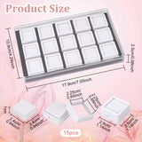 15Pcs Mini Square Acrylic Glass Window Boxes Sets, with Sponge Inside and Rectangle Storage Boxes, for Loose Diamond Storage, White, Square: 2.9x2.9x1.75cm, Rectangle: 17.9x10.9x2.5cm