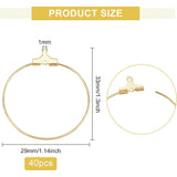 40Pcs Brass Pendants, Hoop Earring Findings, Ring, Real 18K Gold Plated, 20 Gauge, 33x29x1mm, Hole: 1mm, Pin: 0.8mm