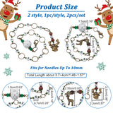 Alloy Christmas Reindeer Pendant Knitting Row Counter Chains, Natural Wood & Howlite & Sesame Jasper Beaded Counter Chains, Fits for Needles Up To 10mm, White, 3.7~4cm, 2 style, 1pc/style, 2pcs/set