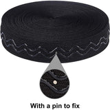 Polyester Non-Slip Silicone Elastic Gripper Band, for Garment Sewing Project, Black, 25x1mm, about 10yards/roll