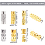 120 Sets 4 Style Column Brass Screw Clasps, Platinum & Golden, 30 set/style