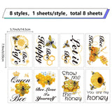 PVC Wall Sticker, Rectangle Shape, for Window or Stairway Home Decoration, Bees, 190x140mm, 8sheets/set