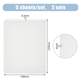 A5 Frosted Plastic Discbound Notebook Index Divider Sheets, 6 Holes Tab Divider for Binder, Rectangle, WhiteSmoke, 219x148x0.3mm, Hole: 6mm, 5 sheets/set