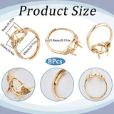 8Pcs Brass Cubic Zirconia Adjustable Ring Components, 4 Claw Prong Ring Settings, Long-Lasting Plated, Oval, Golden, Inner Diameter: 18mm, Tray: 10x8mm