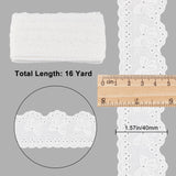 Cotton Hollow Embroidered Lace Trim, Bowknot Pattern, White, 1-5/8 inch(40mm)