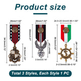3Pcs 3 Style Helm & Eagle & Shield Retro British Preppy Style Alloy & Iron Pendant Lapel Pins, Polyester Brooch Medal for Men, Mixed Color, 83~94.5mm, 1Pc/style