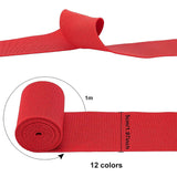 Polyester Flat Elastic Rubber Band, Webbing Garment Sewing Accessories, Mixed Color, 50mm, 12 colors, 1m/color, 12m/set