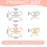 24Pcs 2 Colors Brass Connector Charms, Long-Lasting Plated, Bowknot Links, Mixed Color, 10x14x2mm, Hole: 1.6mm, 12pcs/color