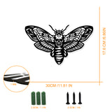 Iron Wall Art Decorations, for Front Porch, Living Room, Kitchen, Moth, Electrophoresis Black, 176x300x1mm