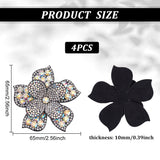 4Pcs Rhinestone Appliques, Sew on Patches, Costume Accessories, Flower, Crystal AB, 65x65x10mm