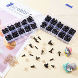 Craft Plastic Doll Eyes & Nose Se, with Plastic Washer, Half Round, Doll Making Supplies, Black, 409pcs/bag