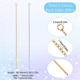 20 Pairs 2 Colors 304 Stainless Steel Earring Findings, Ear Thread Findings, Golden & Stainless Steel Color, 90~94x1.2mm, Pin: 0.8mm, 10 Pairs/color