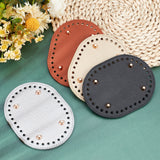 4Pcs 4 Colors Oval PU Leather Purse Bottom, with Iron Findings, Knitting Bag Accessories, Mixed Color, 11.1x14.5x0.5~1.05cm, Hole: 4.5mm, 1pc/color