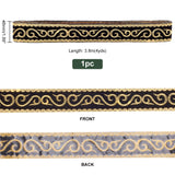 Polyester Lace Trim, Embroidery Ancient Hanfu Lace Ribbon, Gold, Flat, Floral Pattern, 1-7/8 inch(48mm), about 4.16 Yards(3.8m)/pc