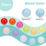 50Pcs Imitation Jade Acrylic Beads, Round, Mixed Color, 20mm, Hole: 3mm