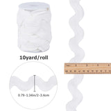 10 Yards Polyester Wavy Fringe Trim Ribbon, Wave Bending Lace Trim, for Clothes Sewing and Art Craft Decoration, White, 3/4~1-3/8 inch(20~34mm)