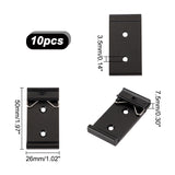 10Pcs Aluminium Alloy DIN Rail Mounting Clip Mounting Bracket, Electrophoresis Black, 50x26x7.5mm, Hole: 3.5mm