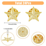 24Pcs Pentagram Alloy Brooch, Creative Badge for Backpack Clothes, Golden, 15mm, Pin: 1.1mm