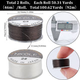 2 Rolls 2 Colors Nylon Beading Thread, Seed Bead Thread, Nylon String for Jewelry Beading Bracelets Making, Mixed Color, 0.1mm, about 50.31 Yards(46m)/Roll, 1 roll/color