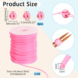 Hollow Pipe PVC Tubular Synthetic Rubber Cord, Wrapped Around White Plastic Spool, with Plastic Cord Locks, Hot Pink, Cord: 2mm thick, Hole: 1mm, about 54.68 yards(50m)/roll, 1 Roll; Locks: 21x18mm, Hole: 5.5mm, 6pcs