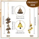 4Pcs 2 Style Iron Bell Pendant Decorations, with Jute Cord, Witch Bell for Door Knob, Wind Chimes, Mixed Color, 310mm and 410mm, 2pcs/style
